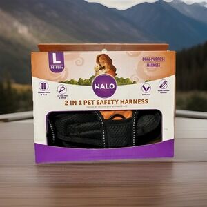 Halo 2 In 1 Pet Adjustable Safety Harness Restraint For Dogs Size Large 56-85lbs